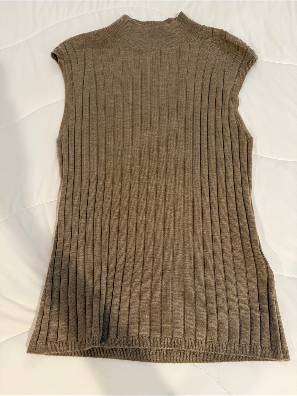 Banana Republic Ribbed Mock-Neck Sleeveless Top - Taupe Brown